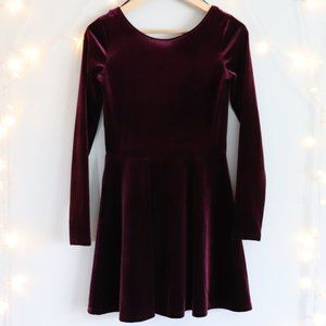 Long Sleeve Velvet Fit and Flare Dress | 088